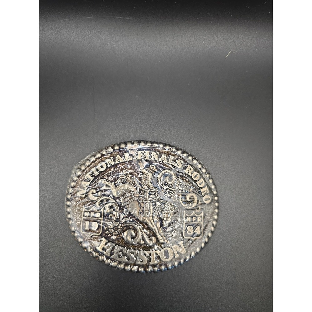 Hesston NFR 1984 Rodeo Belt Buckle Fred Fellows Pewter Western 2nd Edition